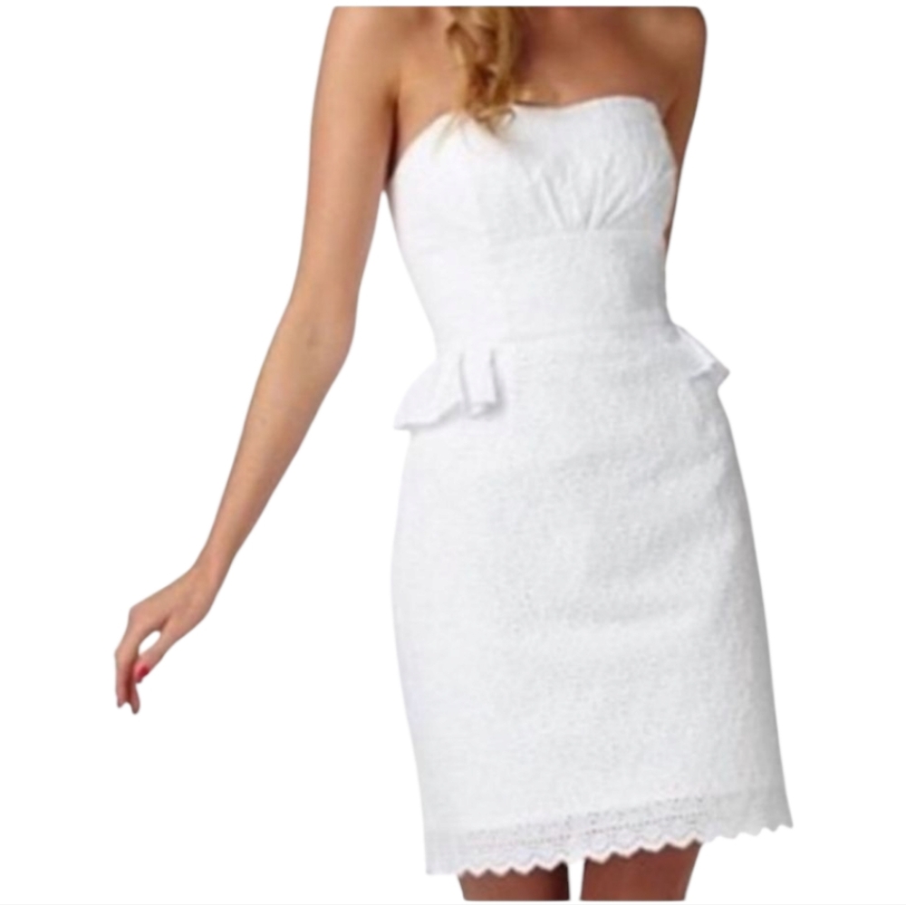 Lilly Pulitzer Maybell Strapless White Dress 💐 Size 4 – Elegant & Classic